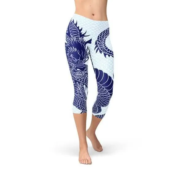 Fierce Dragon Print Women's Capri Leggings